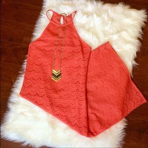 G by Guess Coral Lace Maxi Dress